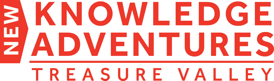 New Knowlege Adventures Treasure Valley logo in red